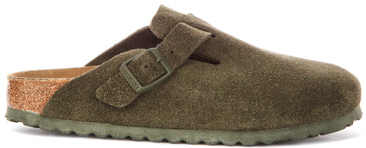 Birkenstock Boston Clogs | Dark Green Birko-Flor for Men and Women - Narrow Fit